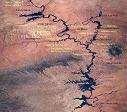 Annotated space shuttle view of Lake Powell