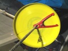 Frisbee used on anchor line to deter rodents