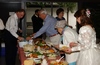Crowd at buffet table