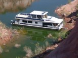 Looking down on the moored houseboat