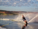 John waterskiing early morning in Bullfrog Bay