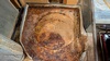Old water heater pan and drain hole